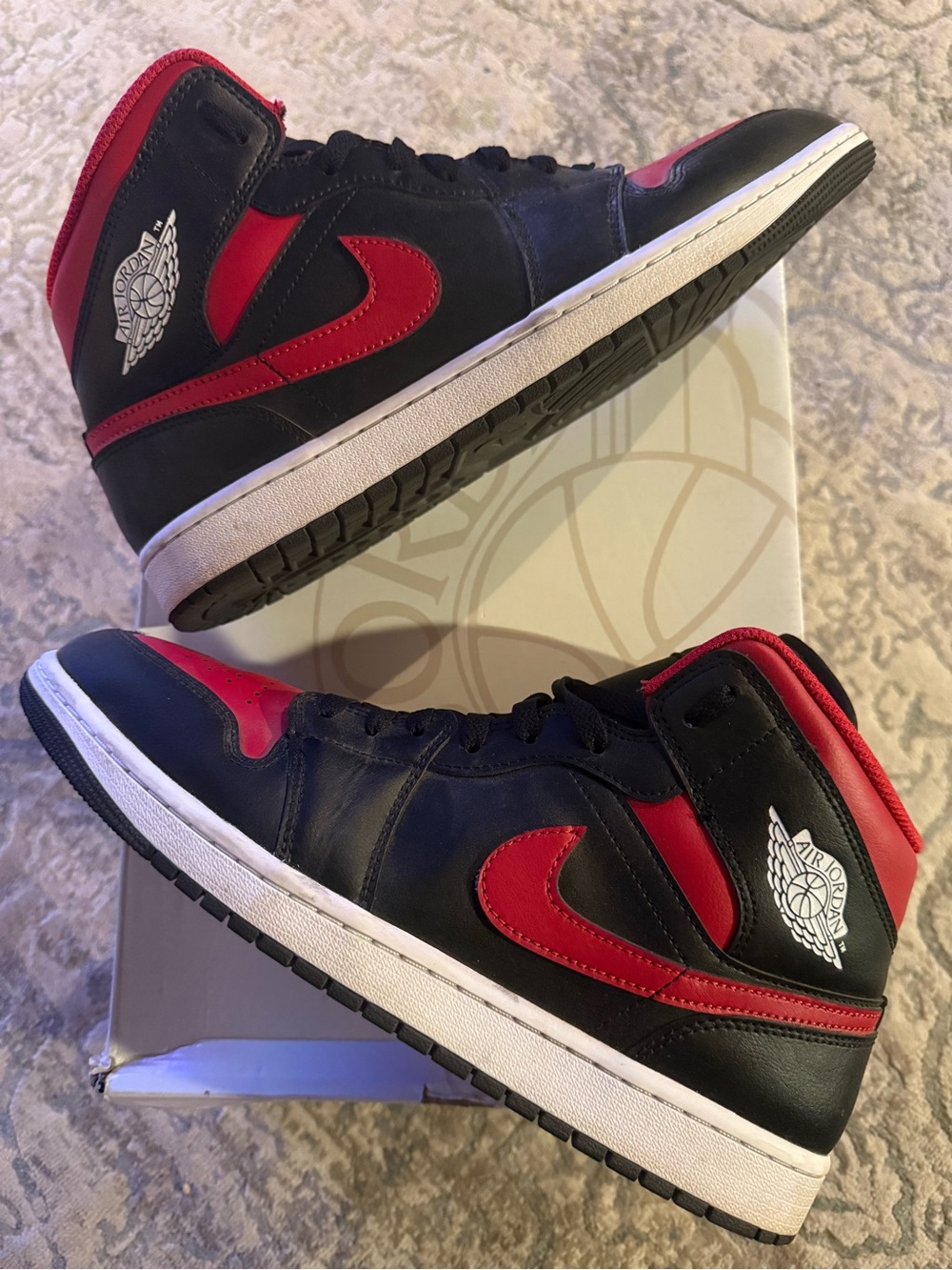 Jordan 1 Mid Bred Twist - Black and Red Mid Top Sneakers